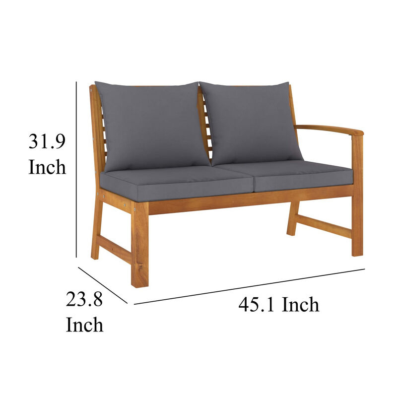 Roma 5pc Outdoor Modular Sofa Set, Dark Gray, Brown Wood Coffee Table - Benzara