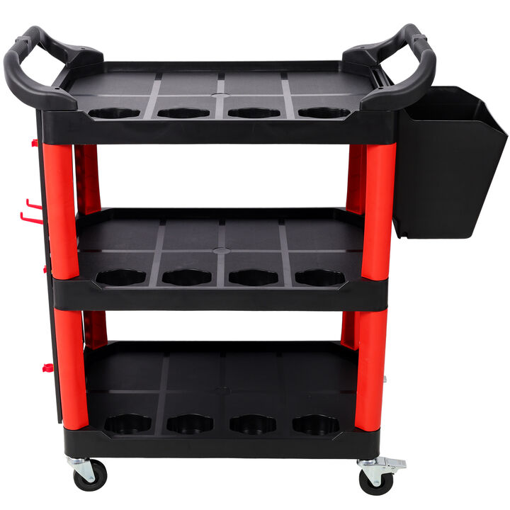 ELEMENT ACE Heavy Duty 3 Tier Rolling Utility Tool Cart with Lockable Casters and Pegboard for Garage, Workshop, Warehouse and Repair Shop Use