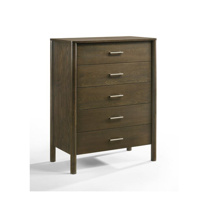Cid Caro Tall Dresser Chest, 5 Drawers, Wenge Brown Rubberwood