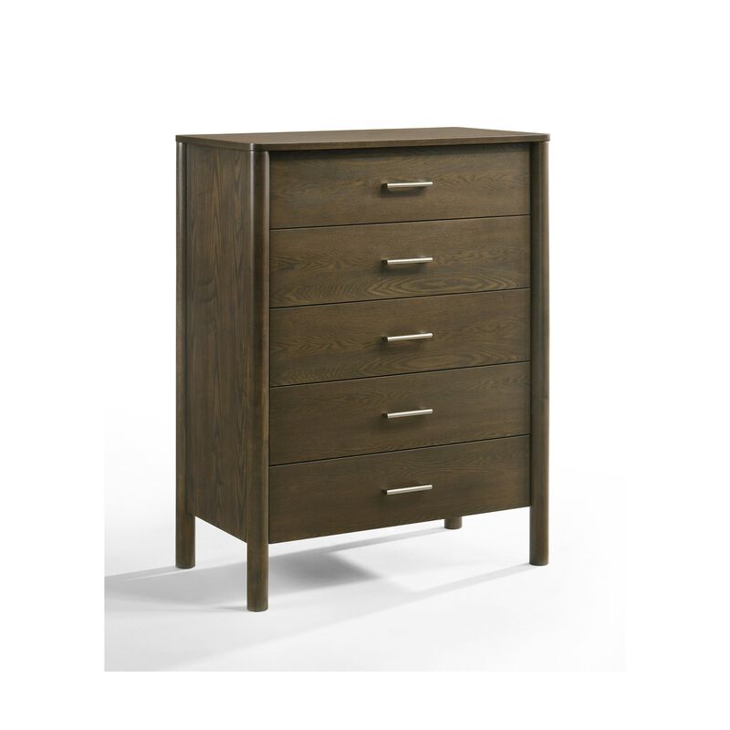 Cid Caro Tall Dresser Chest, 5 Drawers, Wenge Brown Rubberwood image number 0