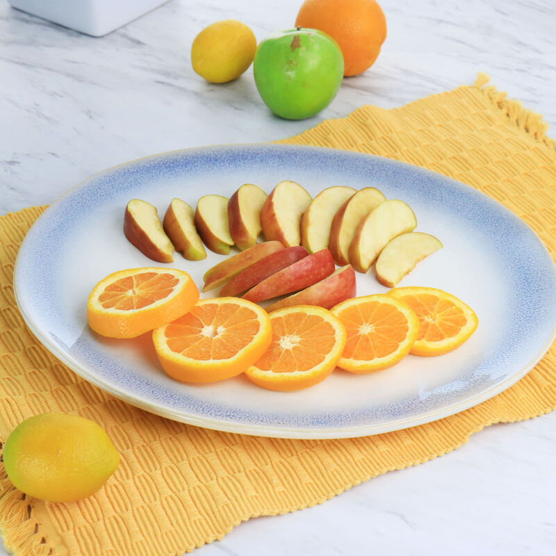 Martha Stewart Perry Street 13.6in Oval Stoneware Serving Platter in Blue