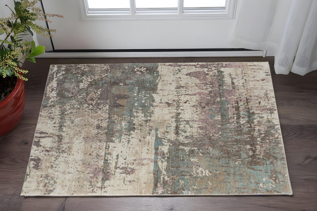 HomeRoots Abstract Distressed Area Rug