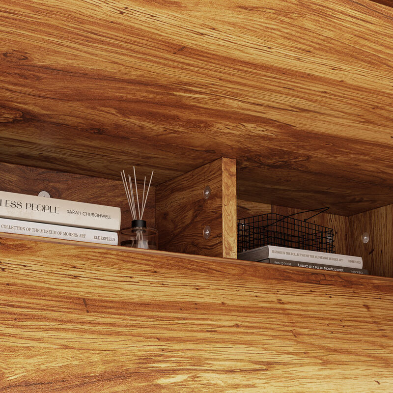 FUFU&GAGA Modern Wood Grain Coffee Table with Hidden Storage Compartment, L-Shaped Legs, Textured Finish, (31.5 in. W x 15.7 in. D x 28.7 in. H), Natural Wood