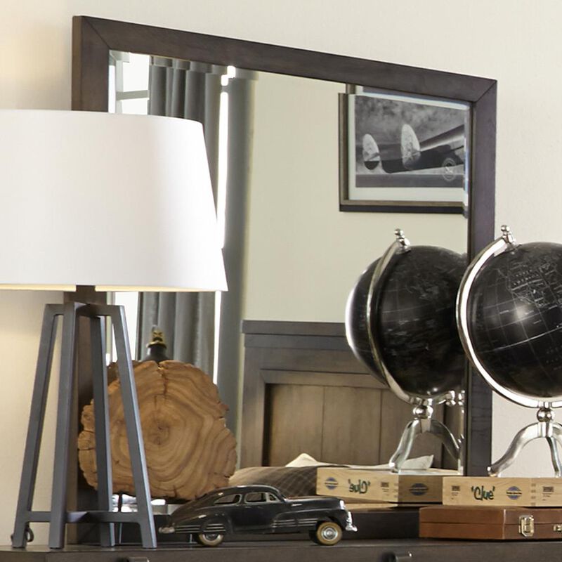 Liberty Furniture Thornwood Hills Dresser & Mirror in Rock Beaten Brown w/ Saw Cuts image number 3