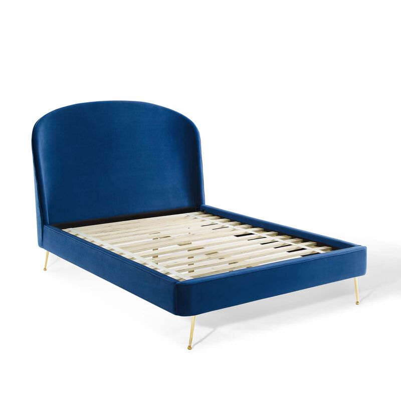 Modway - Mira Upholstered Performance Velvet Queen Platform Bed Navy image number 2