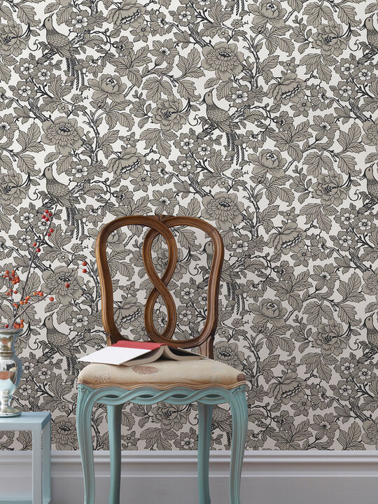 Beaufort Black Peony Chinoiserie Wallpaper