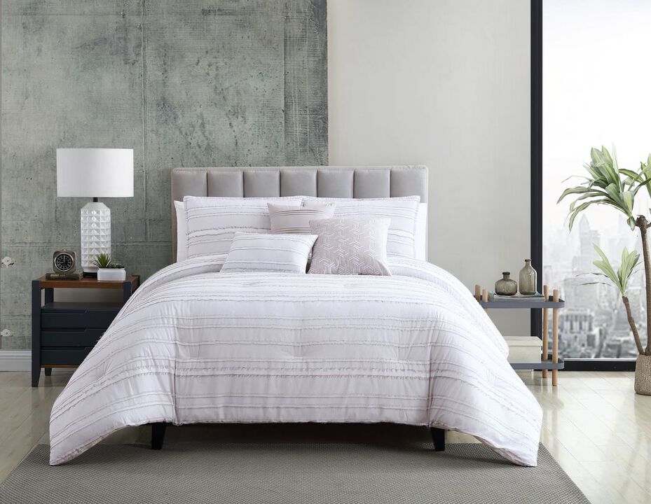 Gray Eyelash 6 pc Queen Comforter Set