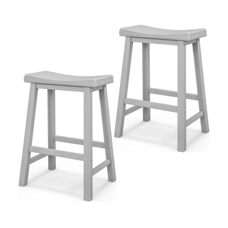 Hivago Set of 2 24 Inch Counter Height Stools with Solid Wood Legs