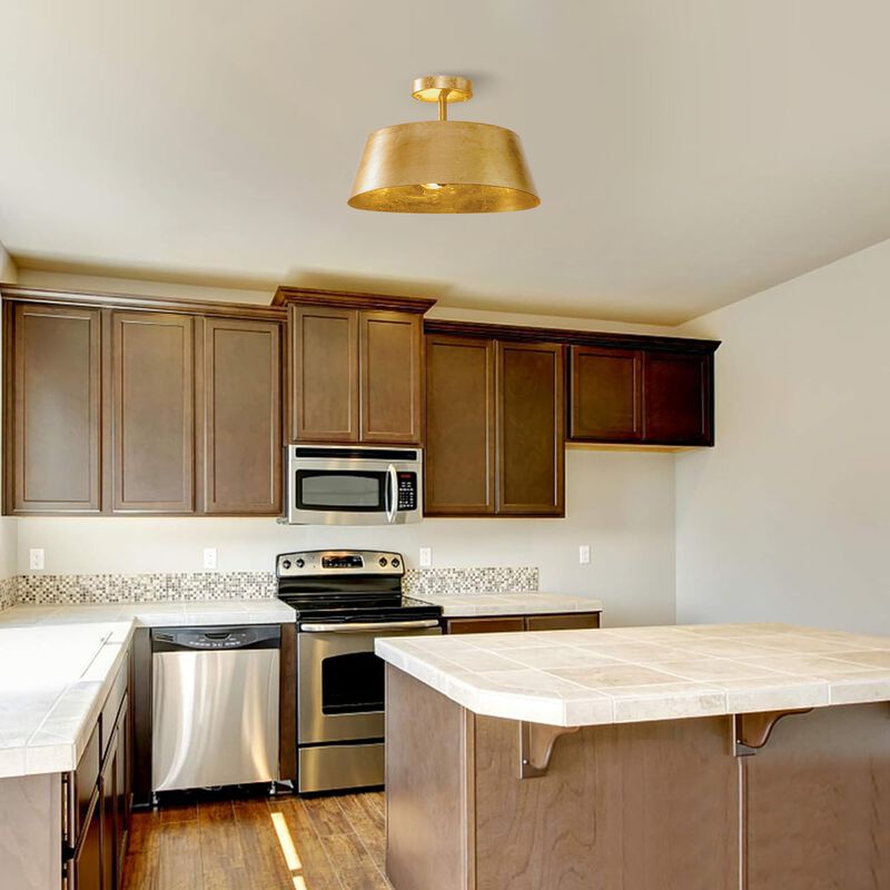 3-Light Modern Vintage Dimmable Gold Urban Drum Semi Flush Ceiling Light