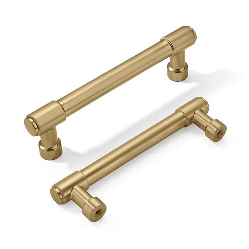 khtumeware 6 Pack 3-3/4 Inch(96mm) Champagne Bronze Cabinet Pulls Satin Brass Cabinet Handles Gold Kitchen Cabinet Hardware for
