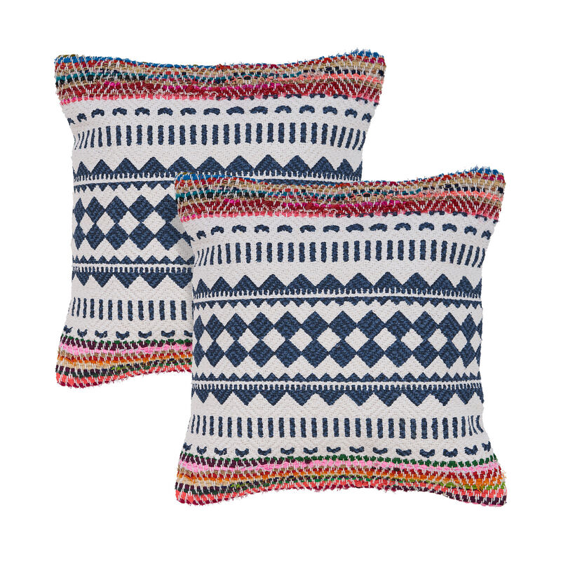 HomeRoots Set of Two Blue Geometric Cotton Throw Pillow image number 0