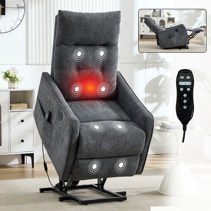 GOODSILO Single Motor Power Lift Recliner Chair with Massage, Heat and USB Charging for Ultimate Comfort and Support