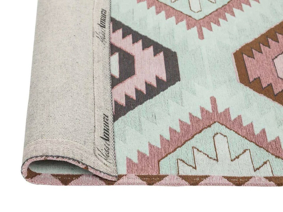Suzie Pink and Green Pastel Tribal Print Runner Rug