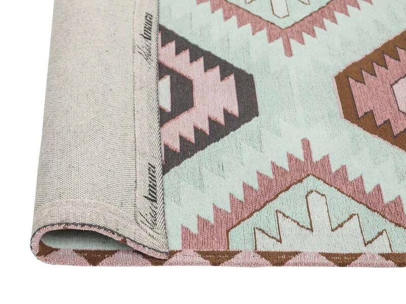 Suzie Pink and Green Pastel Tribal Print Runner Rug image number 2