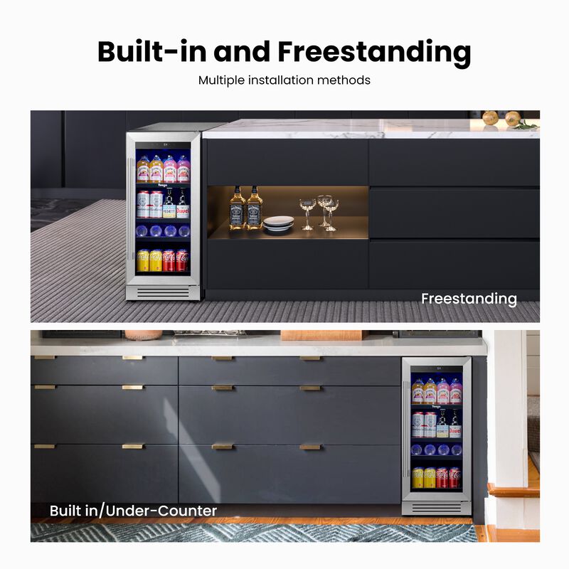 Beverage Refrigerator cooler 15 inch 100 Cans Soda Beer Drink Cooler Built-in/Freestanding for Home Office image number 6