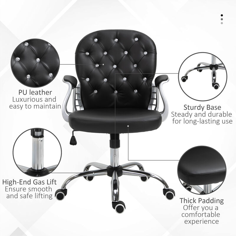Hivvago PU Leather Office Chair with Tufted Back and Swivel Base image number 6