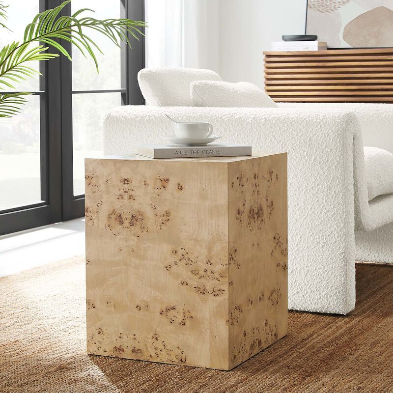 Cosmos 16" Square Burl Wood Side Table image number 7