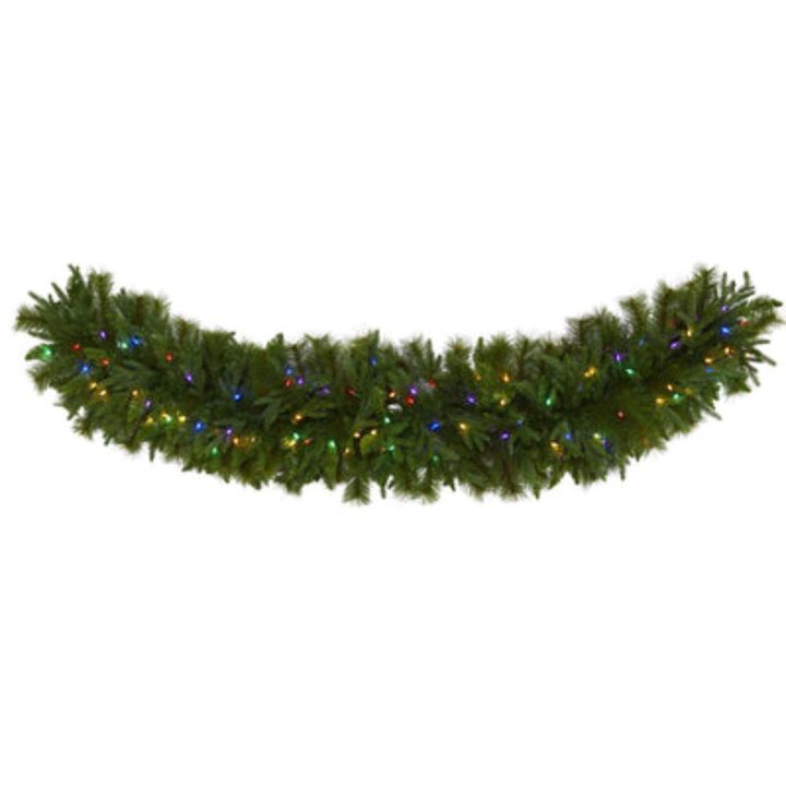 HomPlanti 6' x 18" Christmas Pine Extra Wide Artificial Garland with 100 Multicolored LED Lights