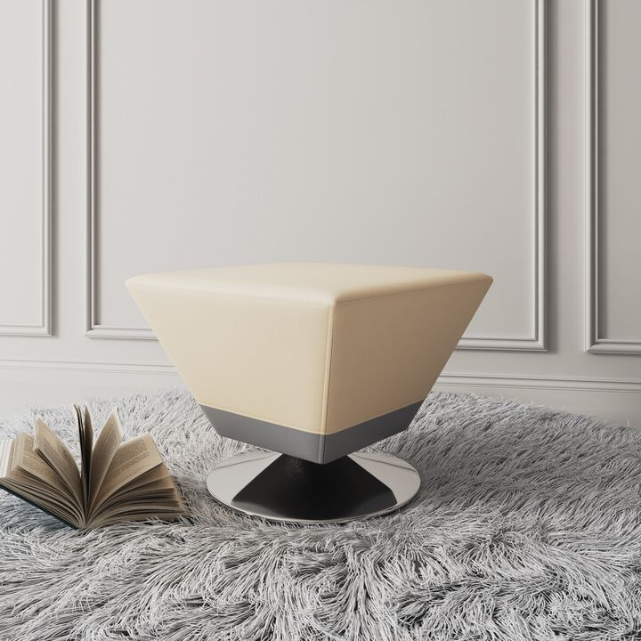 Diamond Cream Swivel Ottoman