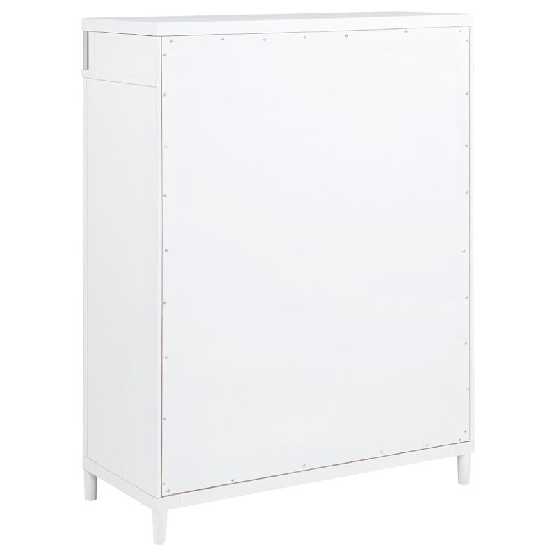 Ruvie Tall Chest 5 Drawers w Felt lined Jewellery Drawer, White Wood image number 3