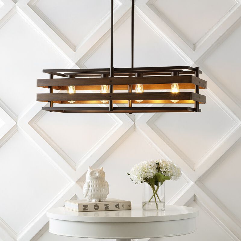 Horizon 4-Light Rustic Farmhouse Iron Linear LED Pendant