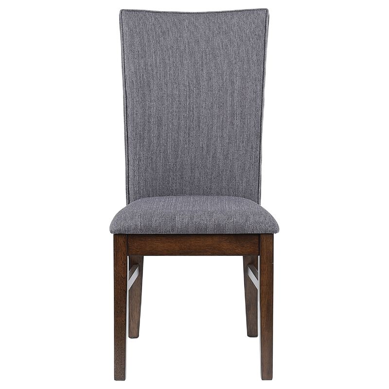 Sher Side Dining Chair Set of 2, Foam Fill Gray Fabric Seat, Brown Wood image number 3