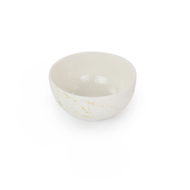 Elama Fine Marble 16 Piece Stoneware Dinnerware Set in Gold and White