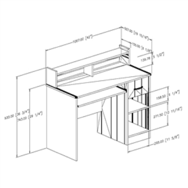 Sleek Contemporary Computer Desk for Home Office with Versatile Storage Options