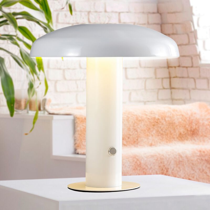 Suillius Contemporary Bohemian Rechargeablecordless Iron Integrated LED Mushroom Table Lamp