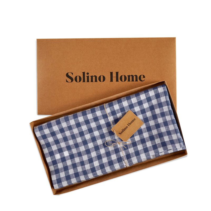 Linen Table Throw - Gingham Check