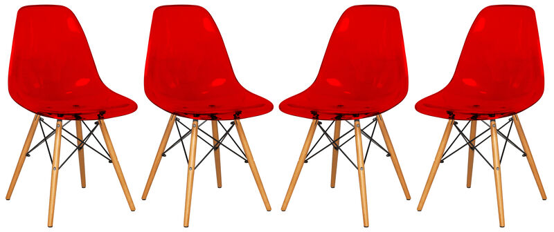 LeisureMod Dover Plastic Molded Dining Side Chair, Set of 4