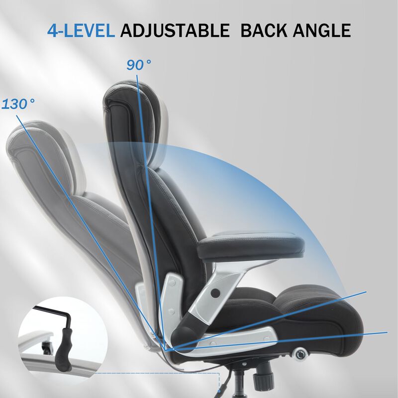 Office Chair with Adjustable Lumbar Support, Office Chair Heavy Duty with Flip-up Armrest image number 6