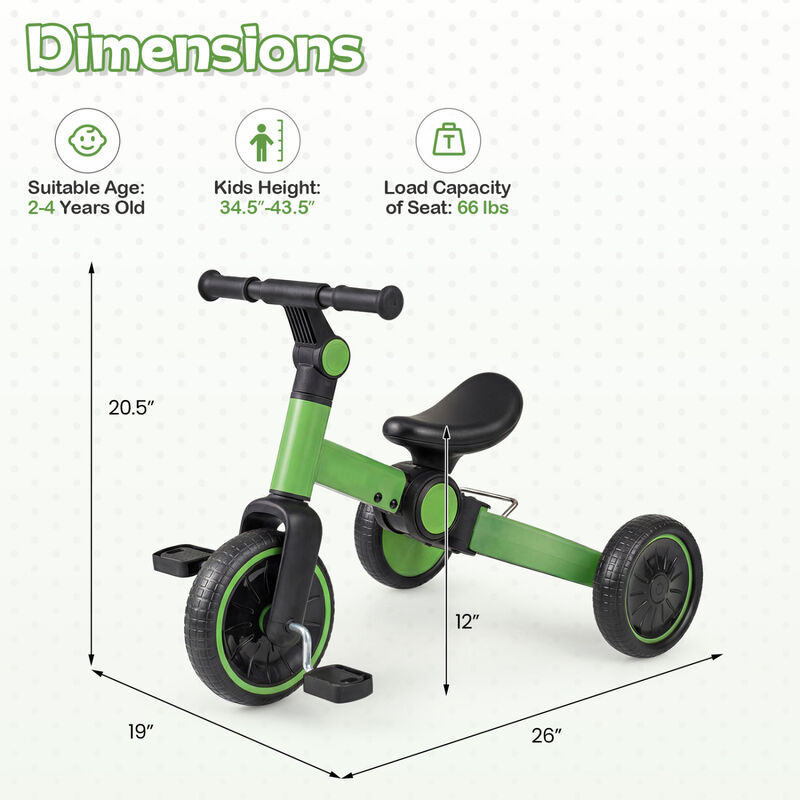 5 in 1 Kids Bike for Toddlers with Pedal Conversion and Balance Mode image number 2