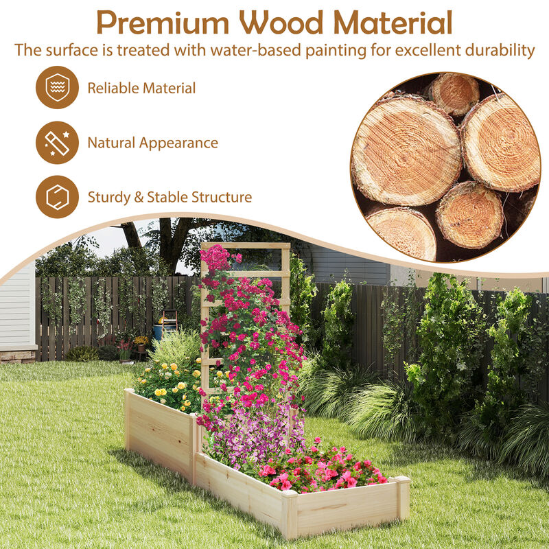 Raised Garden Bed with Trellis and 2 Elevated Planter Boxes for Vertical Gardening and Efficient Space Use