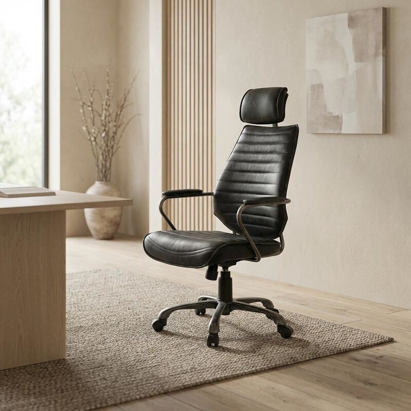Bison Office Leather Upholstered Executive Office Chair, Industrial Swivel Desk Chair image number 5