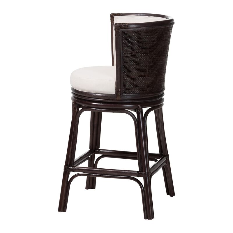 bali & pari Alsip Espresso Rattan Counter Stool with Swivel Seat image number 2