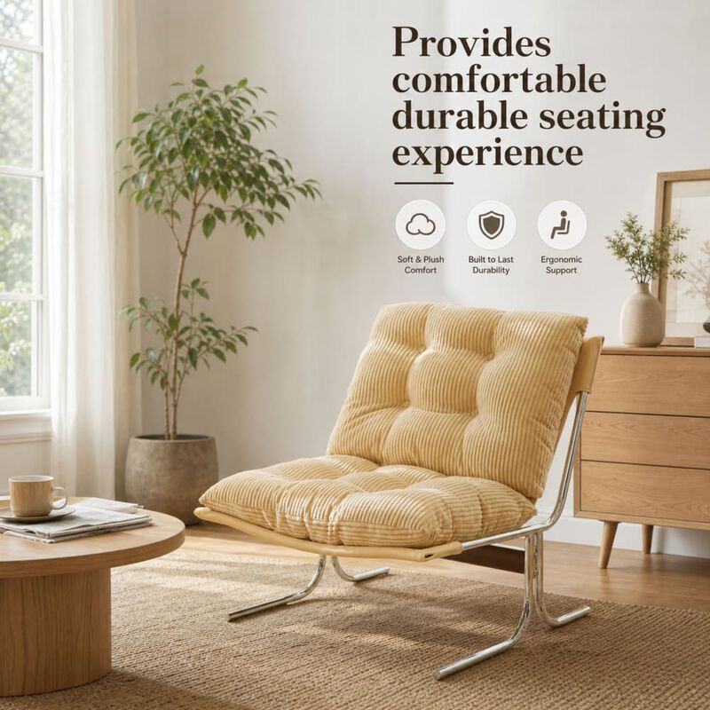 GOODSILO Modern High Back Accent Armchair Soft Padded Upholstered Single Seat Chair for Living Room Home Office Bedroom image number 4