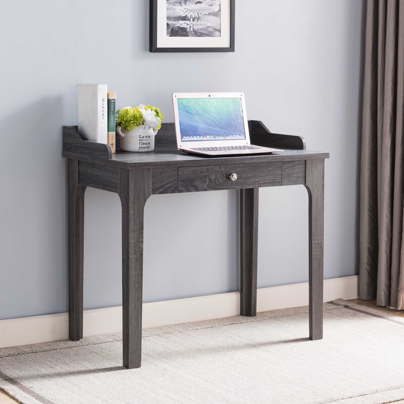 Distressed Grey Home Office Desk with One Catch all Drawer and USB/Power Outlet
