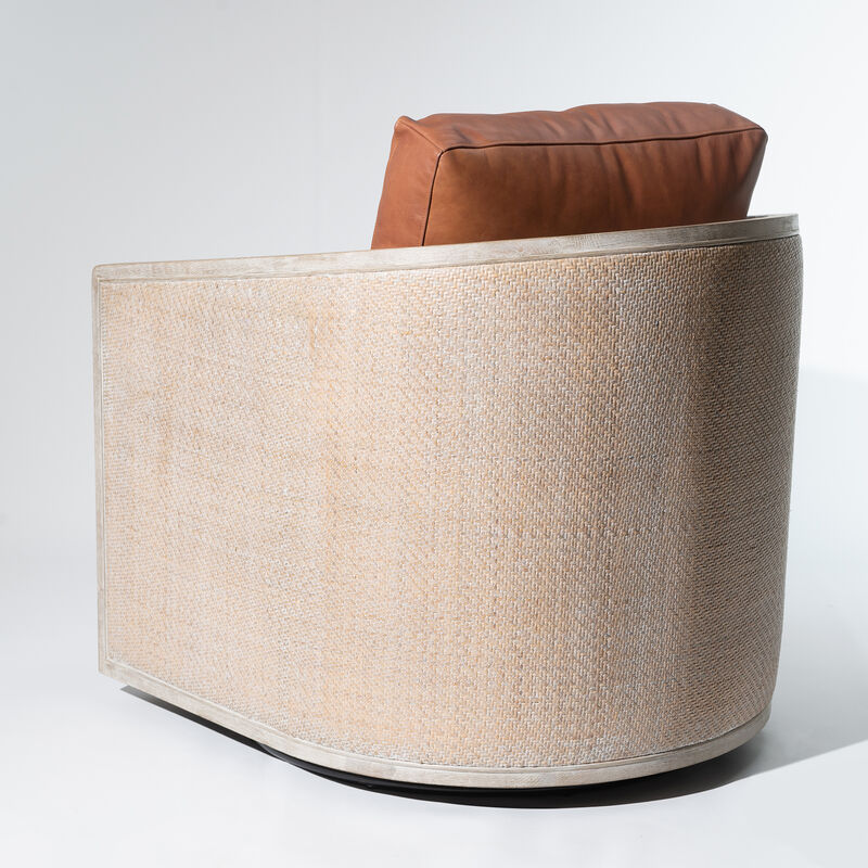 Claude Genuine Leather Swivel Cane Chair image number 4