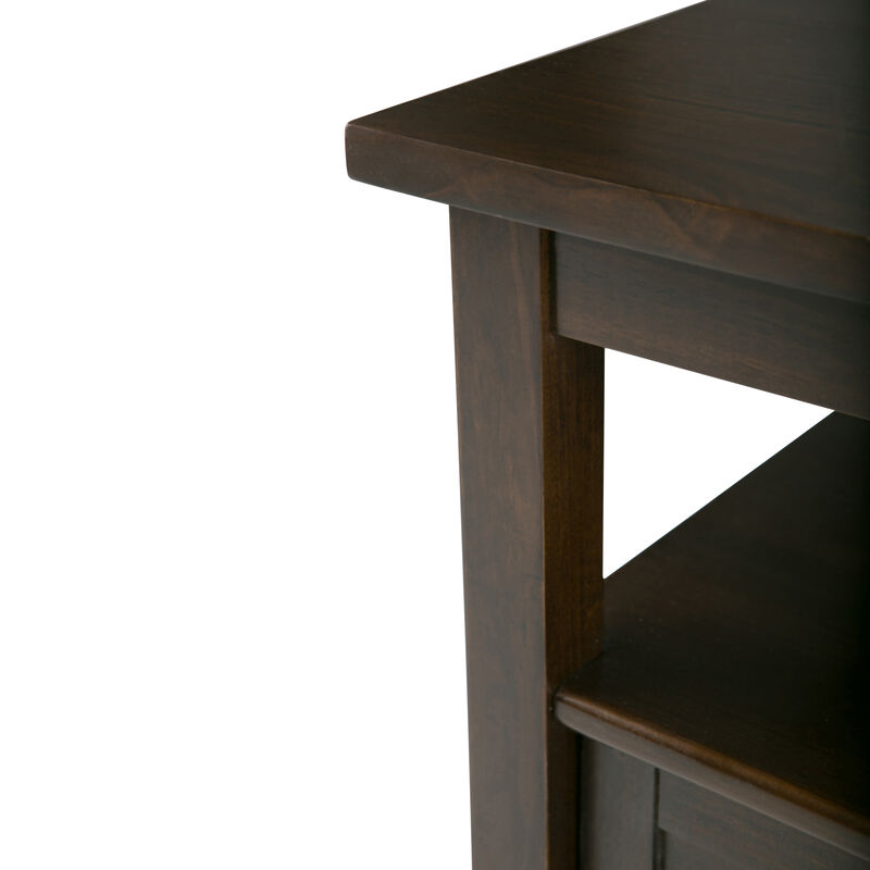 Warm Shaker SOLID WOOD 20 inch Wide Rectangle Transitional End Side Table in Tobacco Brown