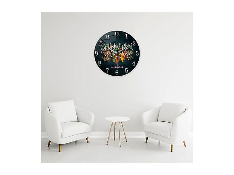 Kitchen Wall Clock Battery Operated 12 Inch Round Decor Clocks Walls Glass Room image number 2
