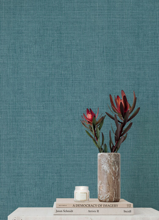 Alba Turquoise Open Weave Wallpaper