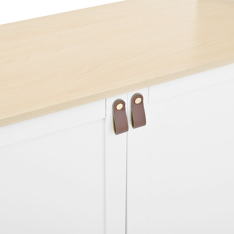 Merax Farmhouse 4-Piece Entertainment Center Wall Unit with Adjustable Shelves