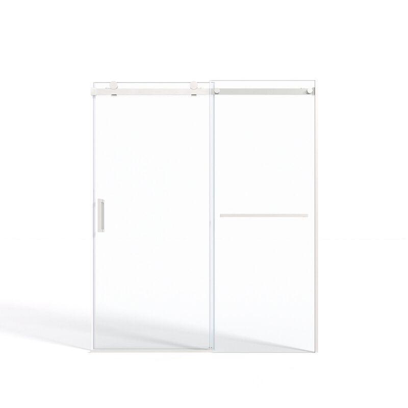 White Stainless Steel Shower Door with Top Impact Buffer and Rustproof 304 Track System