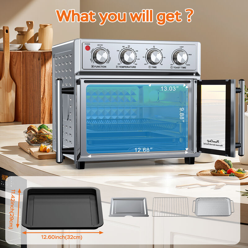 Stainless Steel 26 QT French Double-Door Air Fryer Convection Toaster Oven With 7-in-1 Multi-Function image number 5