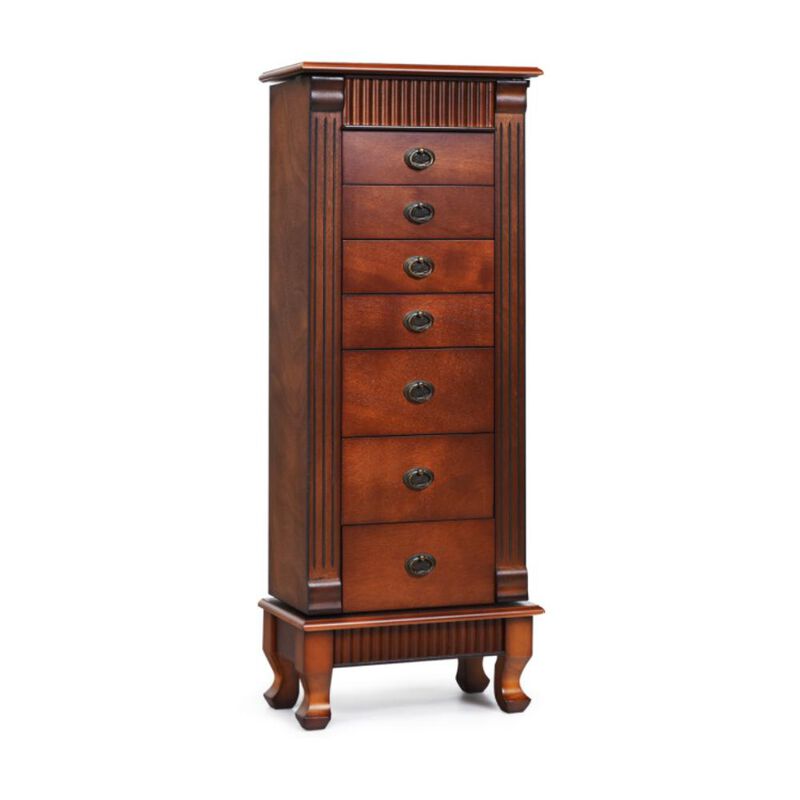 Hivvago Wooden Jewelry Armoire Cabinet Storage Chest with Drawers and Swing Doors