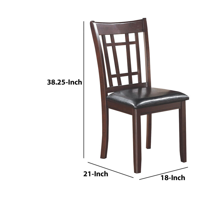 Contemporary Armless Dining Side Chair, Espresso Brown & Black, Set of 2