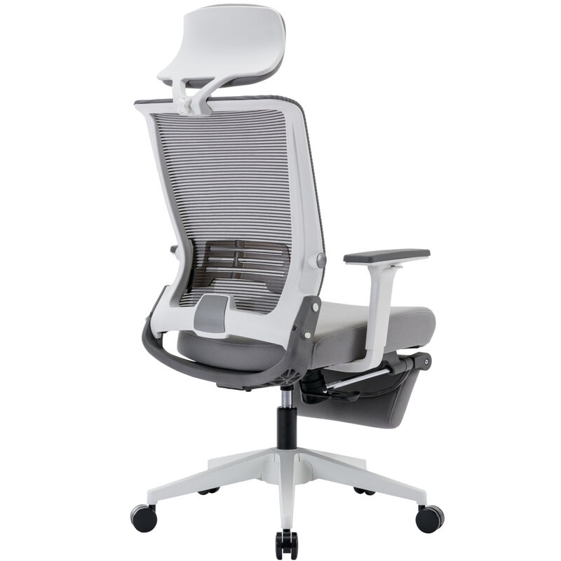 Ergonomic Mesh Desk Chair, High Back Office Chair with 2d armrest and Footrest, tilt function max 128, grey