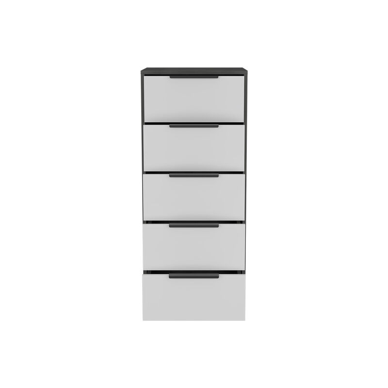 DEPOT E-SHOP Egeo 5 Drawer Dresser, Vertical Dresser, Black / Light Oak