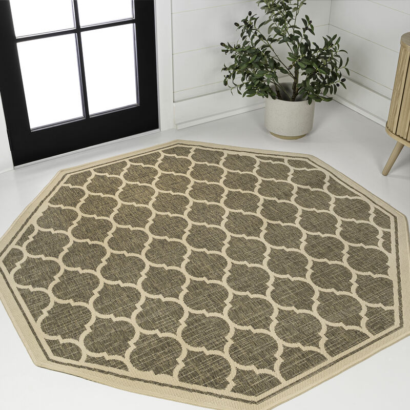 Trebol Moroccan Trellis Textured Weave Octagon Indoor/Outdoor Area Rug